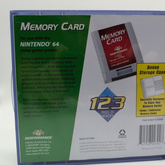 Lot Of 3 Nintendo 64 Memory Card Controller Pack by Performance N64 - Picture 3 of 14